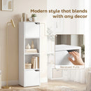 HOMCOM Bookcase with 2 Cabinets and Doors, 4-Tier Bookshelf, White