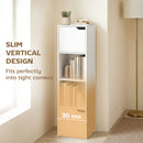 HOMCOM Bookcase with 2 Cabinets and Doors, 4-Tier Bookshelf, White