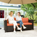 Outsunny Rattan Wicker 3-seater Sofa Chair Patio Furniture, Orange