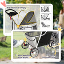 PawHut Pet Stroller Pushchair Carrier For Cat Puppy With 3 Wheels Grey