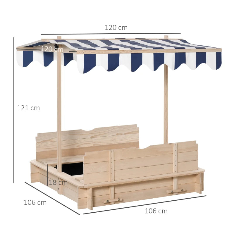 Outsunny Wooden Square Sandpit 106L x 106W x 121H cm