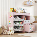 AIYAPLAY Kids Toy Storage Unit With 11 Fabric Bins, 3 Stickers, Pink