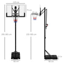 SPORTNOW 2.35-3.05m Basketball Hoop And Stand With Weighted Base And Wheels