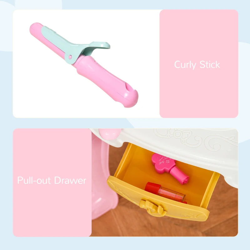HOMCOM Dressing Table Set with Accessories - Pink