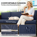 Outsunny Rattan Wicker 3-seater Sofa Chair Patio Furniture, Dark Blue