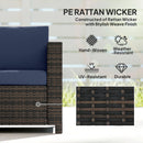 Outsunny Rattan Wicker 3-seater Sofa Chair Patio Furniture, Dark Blue