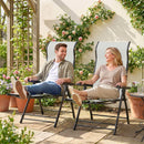 Outsunny Folding Reclining Garden Chairs Set Of 2 With Footrest, Light Grey