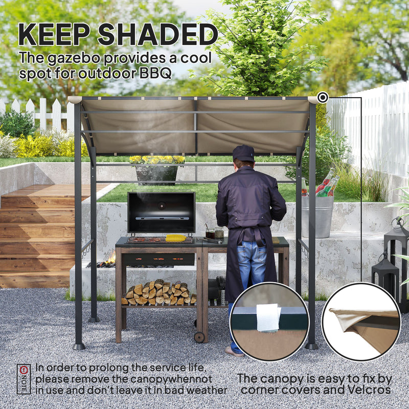 Outsunny 2.2 x 1.5 m BBQ Gazebo Tent Sun Shade with Canopy, Khaki