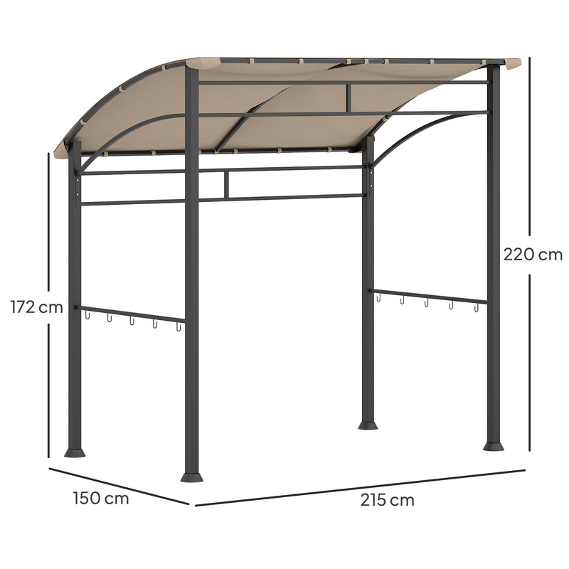 Outsunny 2.2 x 1.5 m BBQ Gazebo Tent Sun Shade with Canopy, Khaki