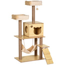 PawHut 130cm Cat Tree For Large Cats With Scratching Posts Toy Ball Yellow