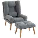 HOMCOM Recliner With Footstool, Reclining Chair With Adjustable Back, Grey
