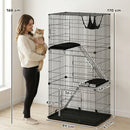 PawHut 3-Tier Large Cat Cage Indoor, Detachable Metal Wire Kennel W/ Hammock
