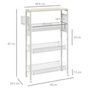 HOMCOM 3-Tier Kitchen Cart, Multifunction Kitchen Trolley on Wheels, White