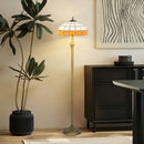 Floor Lamp With Handcrafted Stained Glass Shade, Vintage Standing Lamp