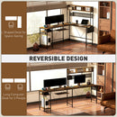 HOMCOM Reversible Corner Desk W/ USB Port, Long Computer Desk For 2 Person