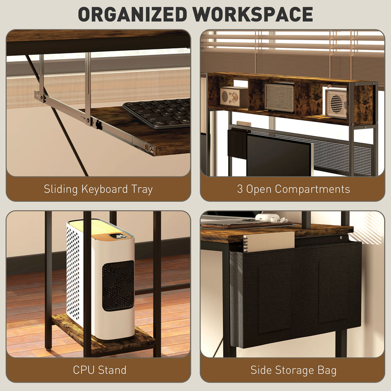 HOMCOM Reversible Corner Desk w/ USB Port, Long Computer Desk for 2 Person