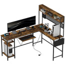 HOMCOM Reversible Corner Desk W/ USB Port, Long Computer Desk For 2 Person