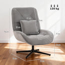 HOMCOM Swivel Accent Chair, Chenille Armchair With Lumbar Pillow, Light Grey