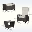 Outsunny 5 PCs Rattan Garden Furniture Set with Reclining Chairs, Brown