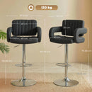 HOMCOM Bar Stools Adjustable Swivel With Armrest Set Of 2 Black