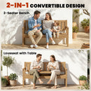 Outsunny Wooden Garden Bench With Table And Hidden Shelf, Teak