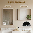 HOMCOM Wall-Mounted Bathroom Mirror, Decorative Rectangular, White