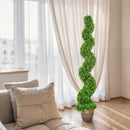 HOMCOM Set Of 2 Potted Artificial Plants, Topiary Spiral Boxwood Trees