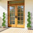 HOMCOM Set Of 2 Potted Artificial Plants, Topiary Spiral Boxwood Trees