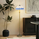 Floor Lamp With Handcrafted Stained Glass Shade, Vintage Standing Lamp, Blue