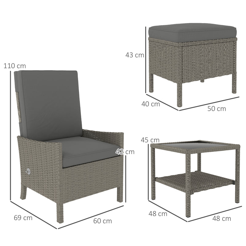 Outsunny 5 PCS Rattan Garden Furniture Set w/ Cushions