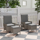 Outsunny 5 PCS Rattan Garden Furniture Set w/ Cushions