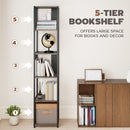 HOMCOM 5-Tier Bookshelf, Freestanding Display Storage Unit
