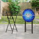 Outsunny Mosaic Garden Table, 35.5cm Folding Coffee Table, Navy Blue