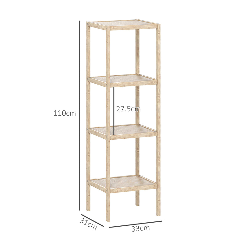 Bathroom Storage Shelving Unit, Freestanding Bamboo Shelves, Natural