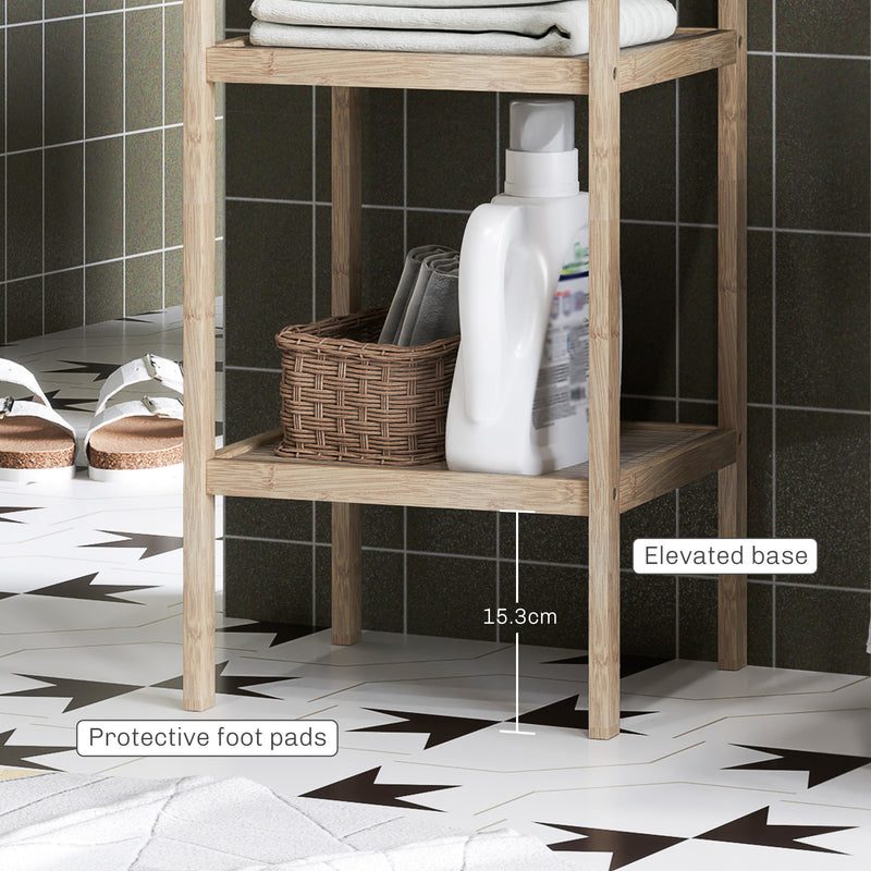 Bathroom Storage Shelving Unit, Freestanding Bamboo Shelves, Natural