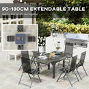 Outsunny 7 Piece Outdoor Dining Set w/ Extendable Table and 6 Folding Chairs