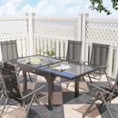 Outsunny 7 Piece Outdoor Dining Set w/ Extendable Table and 6 Folding Chairs
