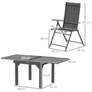 Outsunny 7 Piece Outdoor Dining Set w/ Extendable Table and 6 Folding Chairs