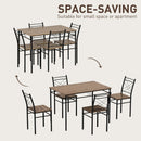 HOMCOM 5 Piece Dining Table and Chairs Set, Space Saving, Oak
