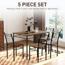 HOMCOM 5 Piece Dining Table and Chairs Set, Space Saving, Oak