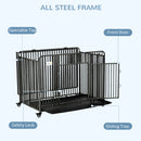 PawHut Rolling Heavy Duty Dog Crate For Medium, Large Dogs W/ Removable Tray