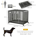 PawHut Rolling Heavy Duty Dog Crate For Medium, Large Dogs W/ Removable Tray