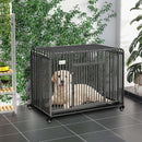PawHut Rolling Heavy Duty Dog Crate For Medium, Large Dogs W/ Removable Tray