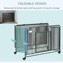 PawHut Rolling Heavy Duty Dog Crate For Medium, Large Dogs W/ Removable Tray