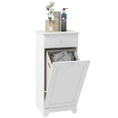 HOMCOM Bathroom Cabinet With Folding Laundry Hamper And Drawer, White