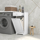 HOMCOM Bathroom Cabinet With Folding Laundry Hamper And Drawer, White