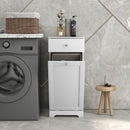 HOMCOM Bathroom Cabinet With Folding Laundry Hamper And Drawer, White