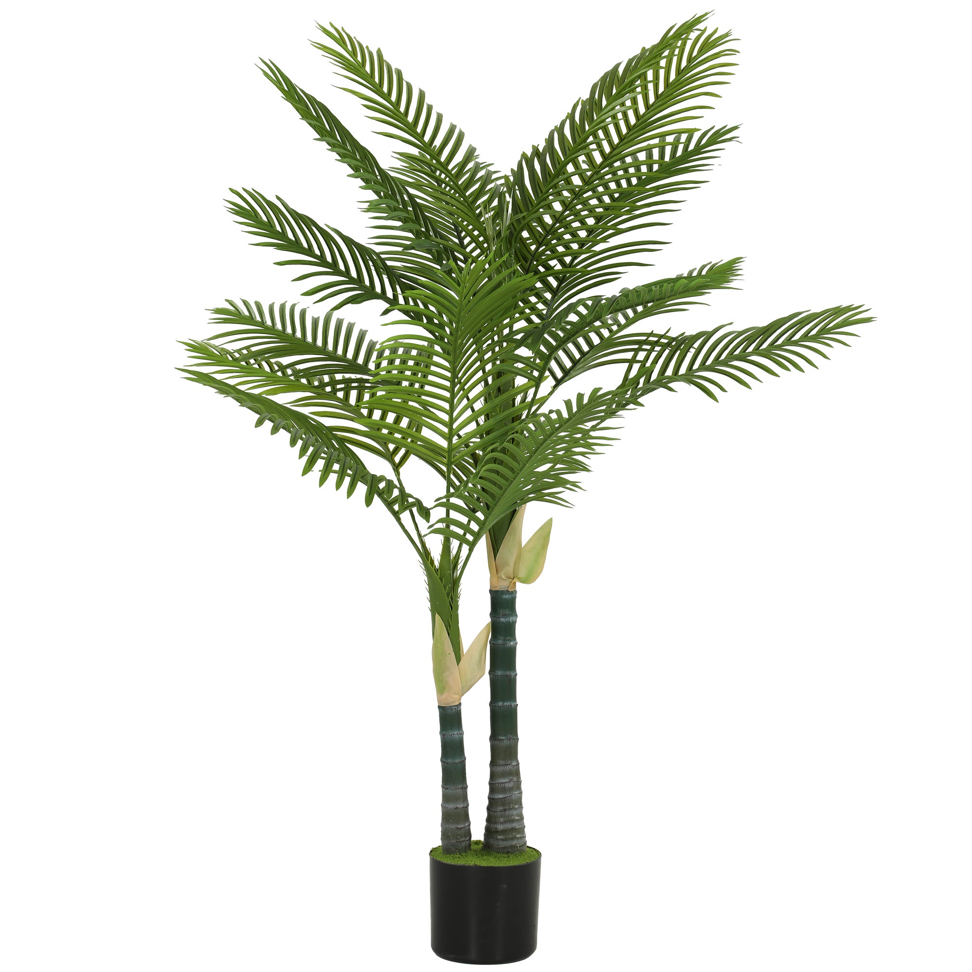 HOMCOM 150cm Artificial Palm Tree With 16 PEVA Leaves In Pot, Green