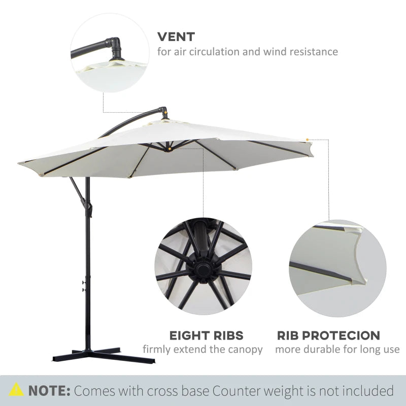 Outsunny  Banana Parasol  3m - Cream White