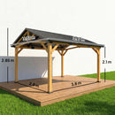 Outsunny 3.5 x 4 m Hardtop Gazebo with Galvanised Metal Roof, Black Grey